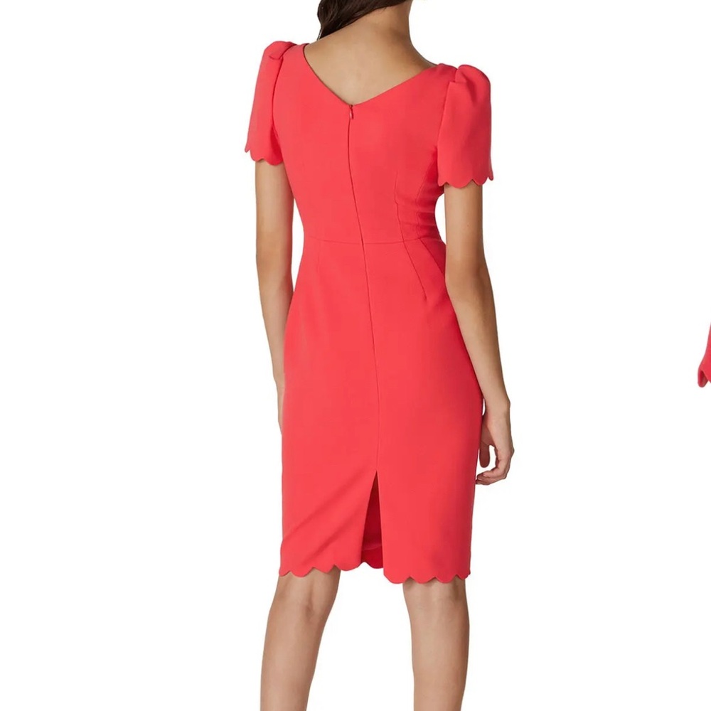 LK Bennett Red Scalloped Enid Midi Dress size 12 worn1x - Picture 2 of 7
